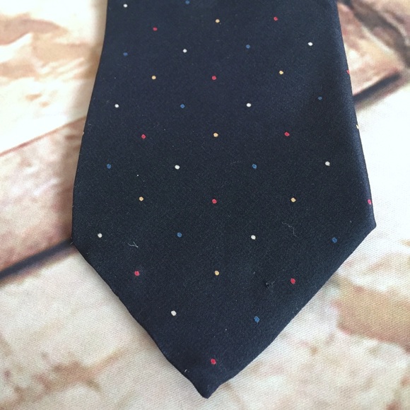 PRIMA ITALY Silk Tie Hand-sewn Navy with Multicolor Microdots - Picture 6 of 11